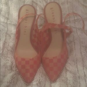 Gianni Bini Women's Red Checkered Heels with Studded Detail